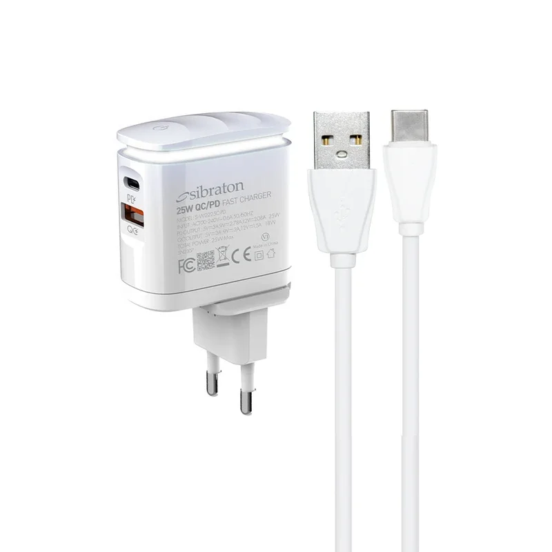 شارژر دیواری 25 وات سیبراتون مدل S-W2225C-PD به همراه کابل USB-C