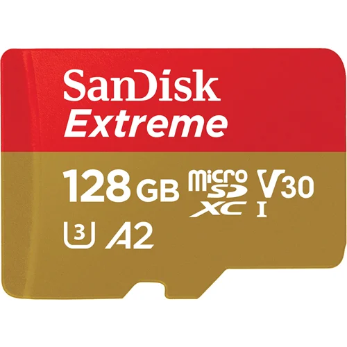 کارت حافظه microSDXC سن دیسک مدل Extreme کلاس A2 استاندارد UHS-I U3 سرعت 190MBps ظرفیت 128 گیگابایت