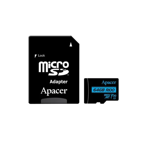 کارت حافظه microSDXC اپیسر مدل RIOO کلاس 10 استاندارد UHS-I U3 سرعت 100MBps ظرفیت 64 گیگابایت به همراه آداپتور SD
