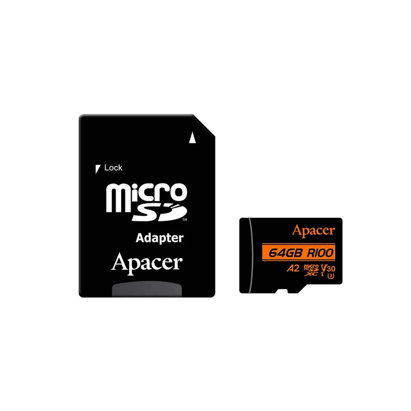 کارت حافظه microSDXC اپیسر مدل RIOO کلاس 10 استاندارد UHS-I U3 سرعت 100MBps ظرفیت 64 گیگابایت به همراه آداپتور SD