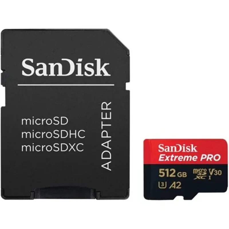 کارت حافظه MICROSDXC سن دیسک مدل SDSQXCD Extreme Pro استاندارد U3 V30 A2 سرعت 200MB ظرفیت 512 گیگابایت