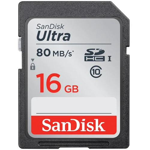 کارت حافظه SDHC سن دیسک مدل Ultra کلاس 10 استاندارد UHS-I U1 سرعت 80MBps ظرفیت 16 گیگابایت