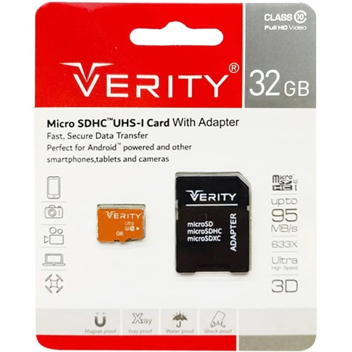 کارت حافظه microSDHC وریتی مدل Ultra کلاس 10 استاندارد UHS-I U1 سرعت 95MBps ظرفیت 32 گیگابایت به همراه آداپتور SD