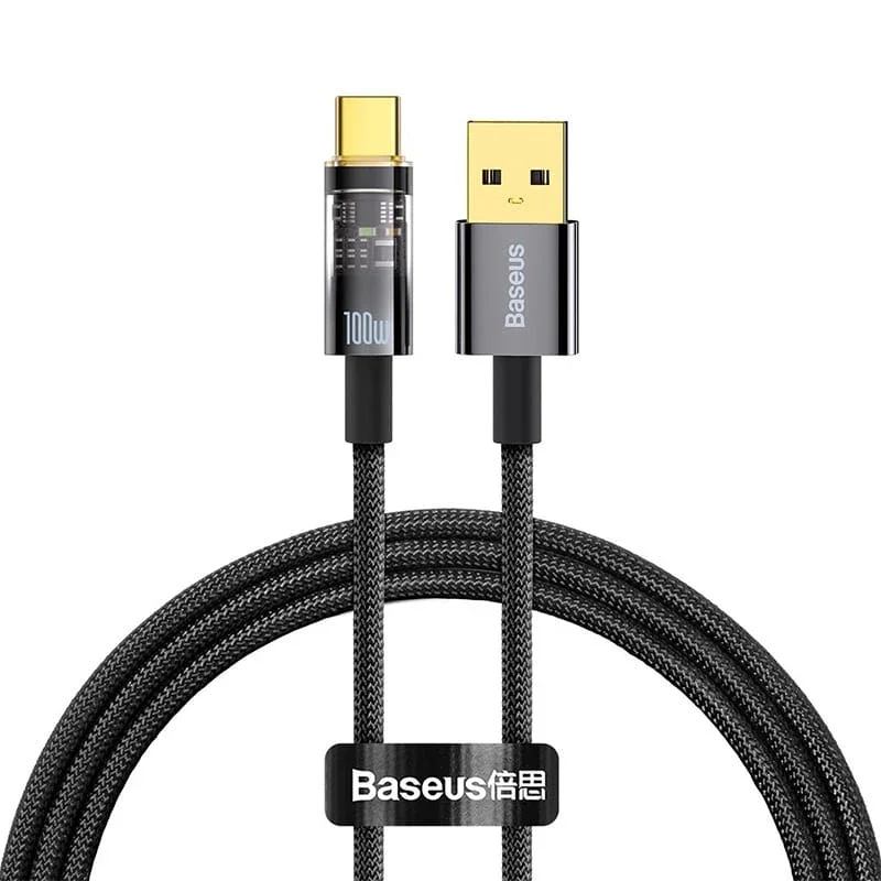 کابل تبدیل USB به Type-C باسئوس مدل CATS000201 Explorer series auto power - off Fast Charge  طول1 متر