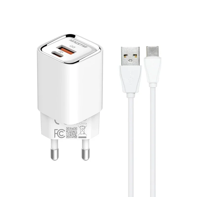 شارژر دیواری 30 وات کینگ استار مدل KW180 PD به همراه کابل USB-C